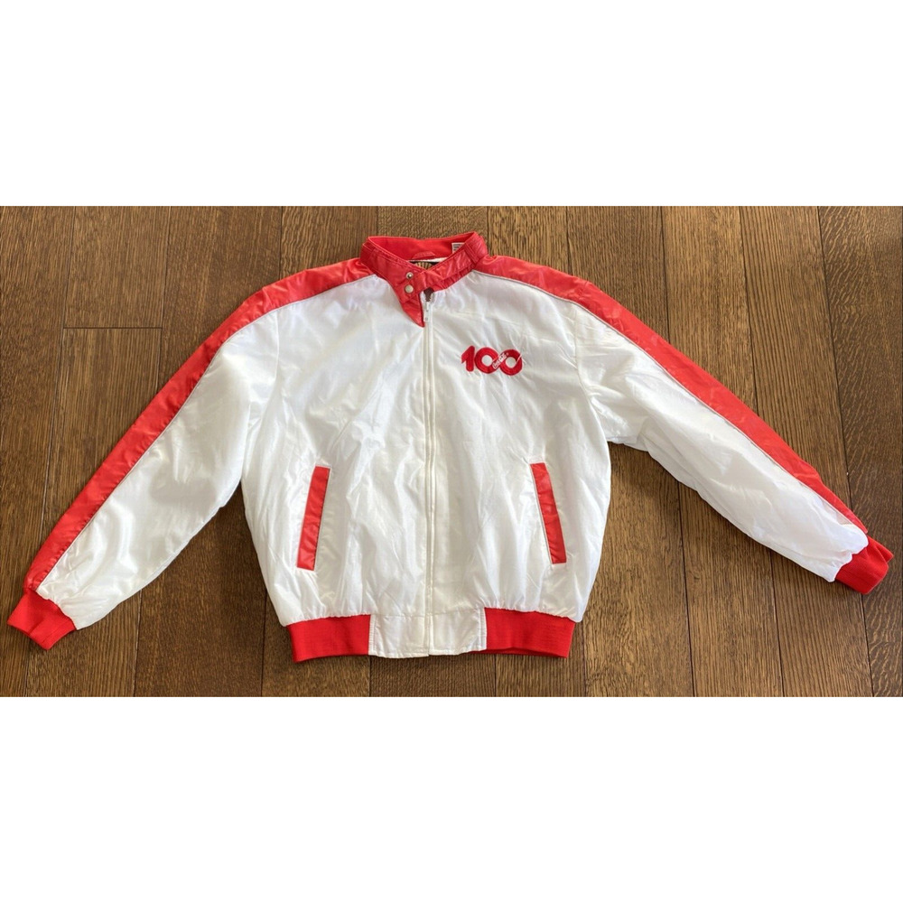 VTG 1980 Mens LARGE Coca-Cola Coke 100 Years Windbreaker Jacket Coat Hipster (B)